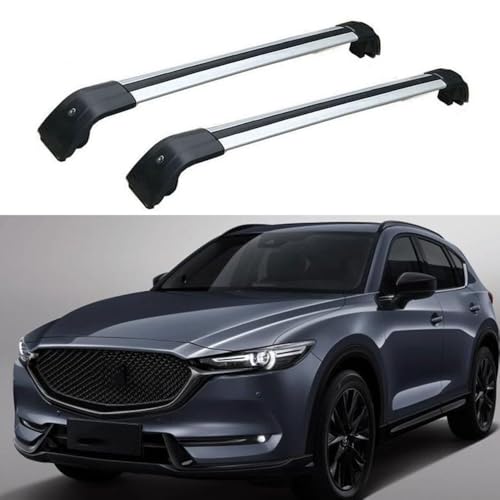 JUNYEW Dachgepäckträger Dachträger für Mazda CX-5 CX5 SUV 2017 2018 2019 2020 2021 2022 2023 -Aluminium (2 Stücke) Integrierte Dachreling Tragkraft 75 Kg Vormontiert Inklusive Schloss,Q von JUNYEW