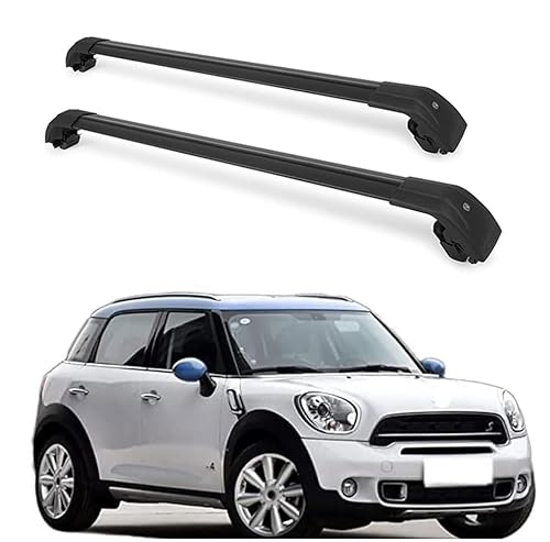 JUNYEW Dachgepäckträger Dachträger für Mi-NI Cooper Countryman R60 2011-2016 -Aluminium (2 Stücke) Integrierte Dachreling Tragkraft 75 Kg Vormontiert Inklusive Schloss,P von JUNYEW