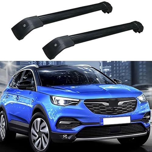 JUNYEW Dachgepäckträger Dachträger für Opel Vauxhall Vauxhall Grandland X 5-dr SUV 2018-2023 2024 -Aluminium (2 Stücke) Integrierte Dachreling Tragkraft 75 Kg Vormontiert Inklusive Schloss,P von JUNYEW