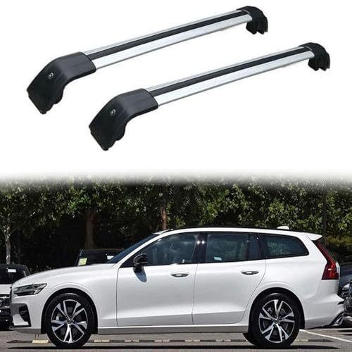 JUNYEW Dachgepäckträger Dachträger für Volvo V60 2019 2020 2021 2022 2023+ -Aluminium (2 Stücke) Integrierte Dachreling Tragkraft 75 Kg Vormontiert Inklusive Schloss,Q von JUNYEW