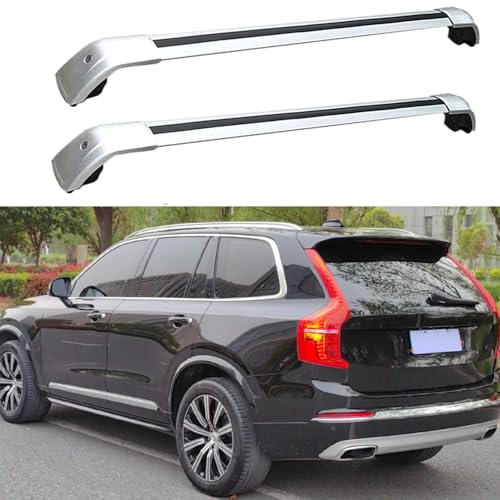 JUNYEW Dachgepäckträger Dachträger für Volvo XC90 2015 2016 2017 2018 2019 2020 2021 2022 2023 -Aluminium (2 Stücke) Integrierte Dachreling Tragkraft 75 Kg Vormontiert Inklusive Schloss,O von JUNYEW