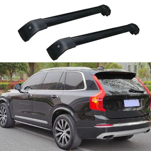 JUNYEW Dachgepäckträger Dachträger für Volvo XC90 2015 2016 2017 2018 2019 2020 2021 2022 2023 -Aluminium (2 Stücke) Integrierte Dachreling Tragkraft 75 Kg Vormontiert Inklusive Schloss,P von JUNYEW