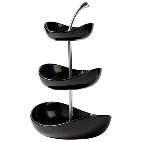 JUNYFFF Obst Etagere Mit 3 Etagen Obstschalen Aus Keramik, Platzsparendes Obstkorb Etagere Für Die Familie - Moderne Obstschale, Geeignet Für Gemüse, Obst, Snacks, Süßigkeiten,Schwarz JUNYFFF Obst Etagere Mit 3 Etagen Obstschalen Aus Keramik, Platzsparendes Obstkorb Etagere Für Die Familie - Moderne Obstschale, Geeignet Für Gemüse, Obst, Snacks, Süßigkeiten,Schwarz von JUNYFFF