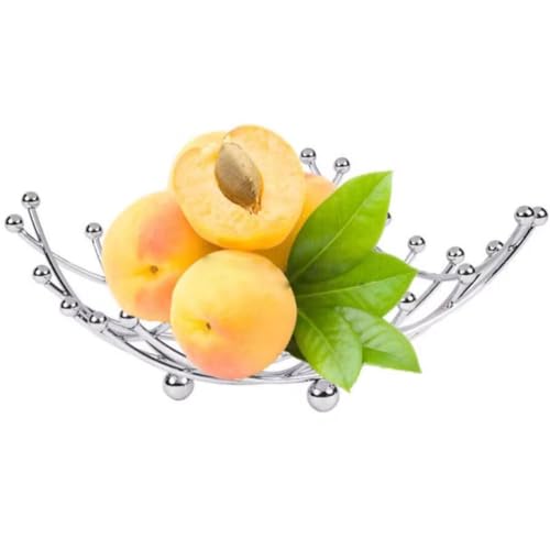 JUNYFFF Obstkorb Groß 20.5 cm, Dekorative Obstschale Silber, Brotkorb Metall, Edelstahl Poliert von JUNYFFF