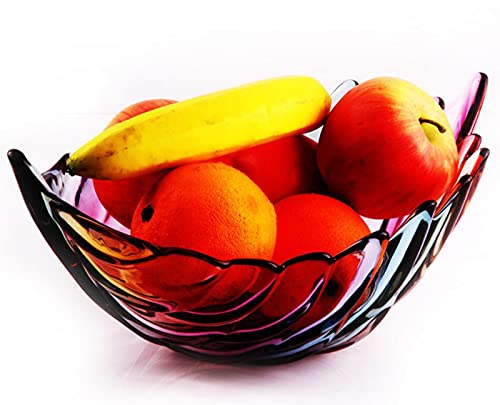 JUNYFFF Obstteller, Glasschalen, Glasteller, Speiseteller, Bunte Glasblatt Obstteller Frucht Platte Glas Europäischen Getrockneten Obstteller-(30X18cm),A von JUNYFFF