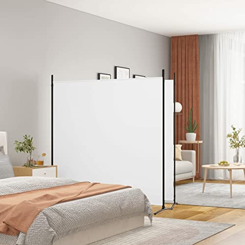 2-TLG. Paravent, JUNZAI Raumteiler, Trennwand, Sichtschutz, Room Divider, Umkleidekabine, Raumabtrennung, Raum Teiler, Faltwand, Weiß 348x180 cm Stoff von JUNZAI