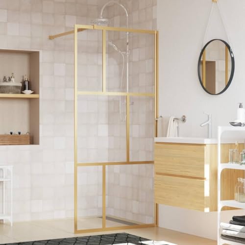 Duschwand für Begehbare Dusche mit ESG Klarglas Golden 90x195cm, JUNZAI Duschrückwand, Duschabtrennung, Glaswand Dusche, Duschglaswand, Duschtrennwand - 154955 von JUNZAI