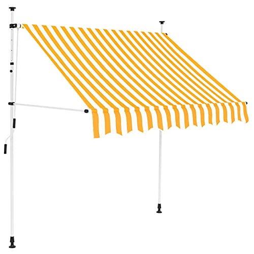 Einziehbare Markise Handbetrieben, JUNZAI Balkon Markise, Sonnenschutz, Balkon überdachung, Sonnenmarkise, Terrassen-markisen, 200 cm Orange/Weiß Gestreift von JUNZAI