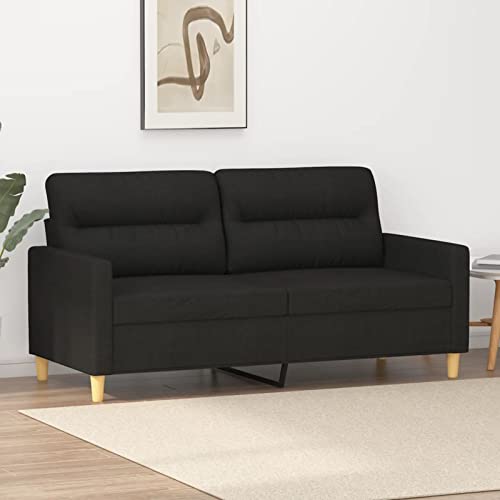 JUNZAI 2-Sitzer-Sofa Schwarz 140 cm Stoff, Sofas & Couches, Sofa Wohnzimmer, Sofa Für Jugendzimmer, Relaxsofa, Sofa Für Schlafzimmer, Polstersofa 359239 von JUNZAI