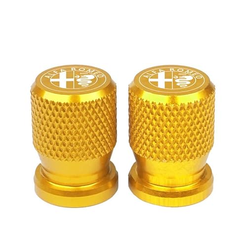 JUNZAI Autoreifen-Ventilkappe, für Alfa Romeo 159 147 156 Giulietta 147 159, Radreifen-Staubkappen, Felgenzubehör,Gold von JUNZAI