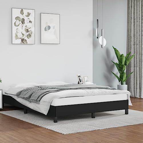 JUNZAI Bettgestell Schwarz 140x200 cm Kunstleder Bett, Bettrahmen, Gästebett, Bed Frame, Jugendbett, Jugendzimmer Komplett Set - 346904 von JUNZAI