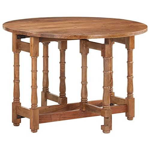 JUNZAI Esstisch, Esszimmertisch, Baumkantentisch, Dining Tables, Esszimmermöbel, Küchentisch, ESS Tisch, Rund 110x76 cm Mango Massivholz von JUNZAI