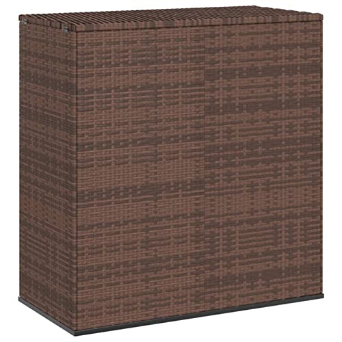 JUNZAI Garten-Kissenbox, Gartenbox, Auflagenbox, Gartenschrank, Balkonschrank, Aufbewahrungsbox, Gartenkiste, Balkon Schrank, Outdoor Box, PE Rattan 100x49x103,5 cm Braun von JUNZAI