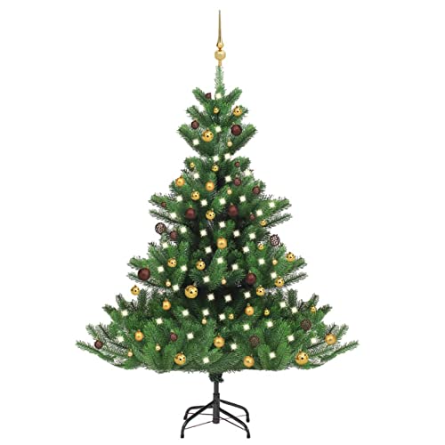 JUNZAI Künstlicher Weihnachtsbaum Nordmann& Kugeln, Tannenbaum Künstlich, Christmas Tree, Tannenbaum Deko, Weihnachtsbäume, Grün 180 cm von JUNZAI