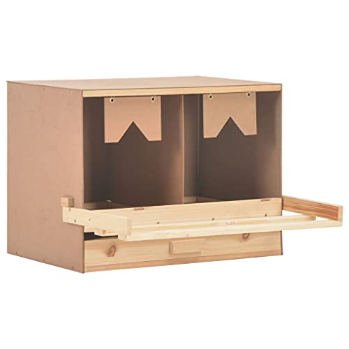 JUNZAI Legenest Hühnernest 2 Fächer, Legenester Für Hühner, Hühner Legenest, Legeboxen Für Hühner, Hühner Nisten, 63 x 40 x 45 cm Massivholz Kiefer von JUNZAI