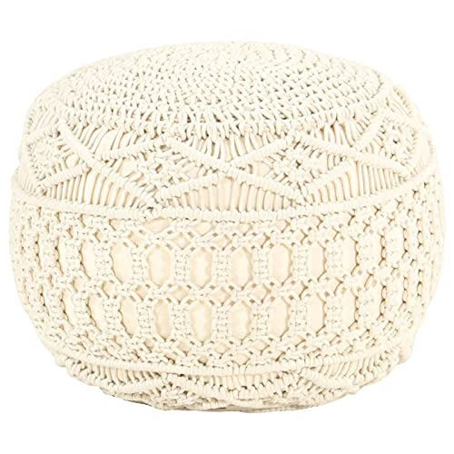 JUNZAI Makramee Sitzpuff, Pouf, Pouf Sitzkissen, Sitzhocker, Ottoman Puff, Handgefertigt 45x30 cm Baumwolle von JUNZAI