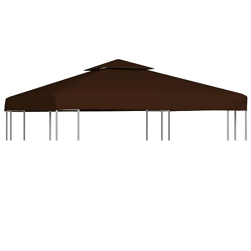 JUNZAI Pavillon-Dachplane mit Kaminabzug, Ersatzdach Pavillon, Dach Für Pavillon, Pavillondach, 310 g/m² 3x3 m Braun von JUNZAI