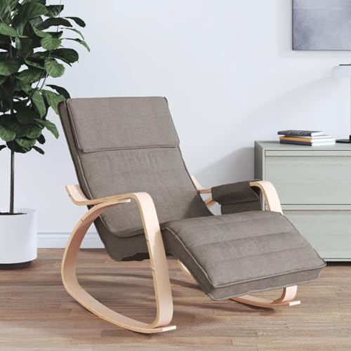 JUNZAI Schaukelstuhl Taupe Stoff Schaukelsessel, Sessel Wohnzimmer, Stillsessel, Schwingsessel, Ohrensessel, Tv Sessel, Rocking Chair, Relaxsessel von JUNZAI