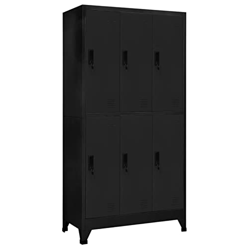 JUNZAI Schließfachschrank, Wertfachschrank, Fächerschrank, Schließfachschrank, Spinte Schrank, Aufbewahrungsschrã¤nke, Schließfach, Schwarz 90x45x180 cm Stahl von JUNZAI