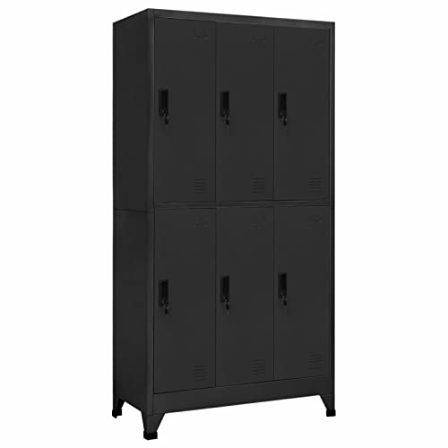 JUNZAI Schließfachschrank, Wertfachschrank, Fächerschrank, Schließfachschrank, Spinte Schrank, Schließfach, Aufbewahrungsschrã¤nke, Anthrazit 90x45x180 cm Stahl von JUNZAI