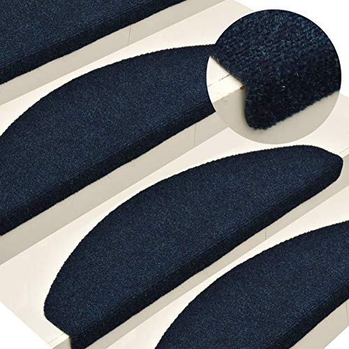 JUNZAI Selbstklebende Treppenmatten 15 STK. Navy 65x21x4cm Nadelvlies, Stufenmatten, Treppenteppich, Treppenstufen Matten, Treppenschutz, Stufenteppich, Treppenstufenmatten von JUNZAI