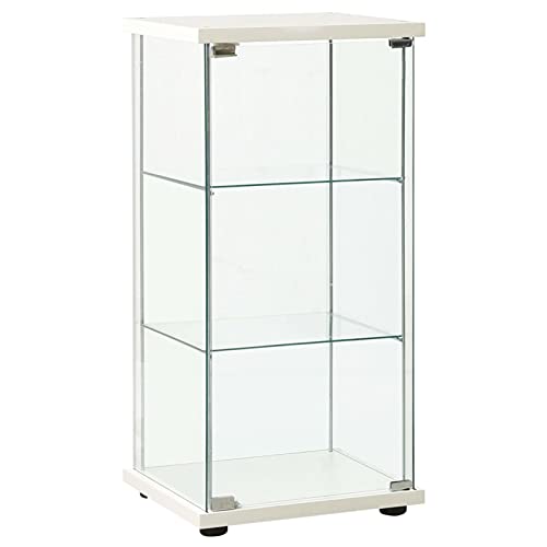 JUNZAI Vitrine, Glasvitrine, Vitrinenschrank, Schrank, Display Case, Sammlervitrine, Glassvitrinenschrank, Schmuckvitrine, Hartglas Weiß von JUNZAI