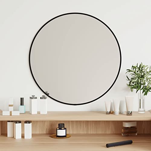 JUNZAI Wandspiegel Schwarz Ø 50 cm Rund, Wall Mirror, Spiegel Schlafzimmer, Garderobenspiegel, Spiegel Schmal - 348186 von JUNZAI