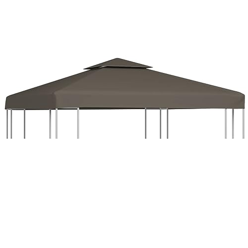 Pavillon-Dachplane mit Kaminabzug, JUNZAI Ersatzdach Pavillon, Dach Für Pavillon, Pavillondach, 310 g/m² 3x3 m Taupe von JUNZAI