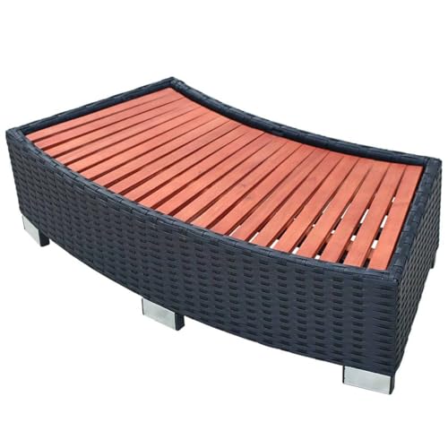 Poolleiter Poly Rattan 92×45×25 cm Schwarz, JUNZAI Whirlpool Zubehör, Spa-Einstiegsstufe, Whirlpool Umrandung, Pool Umrandungen, Pool Ablage, Pooltreppe von JUNZAI