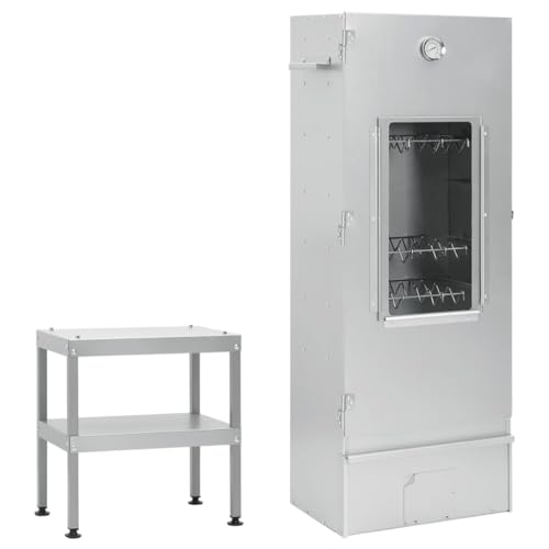 Räucherofen mit Tisch Verzinkter Stahl, JUNZAI Smoker, Tischräucherofen, Räucherschrank, Reifeschrank, Kaltrauchgenerator, Räucherschnecke, Räucherhaken 3187615 von JUNZAI