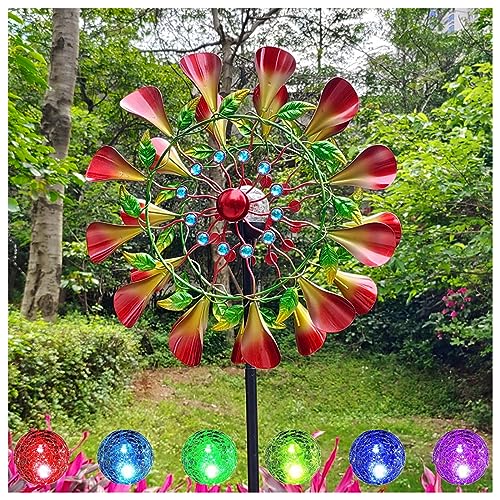 Solar WindmüHlen Garten, 210 cm WindräDer Aus Metall, Edelstahl Kugellager WindräDer FüR Garten, FüR Terrasse Und Garten von JUNZAI