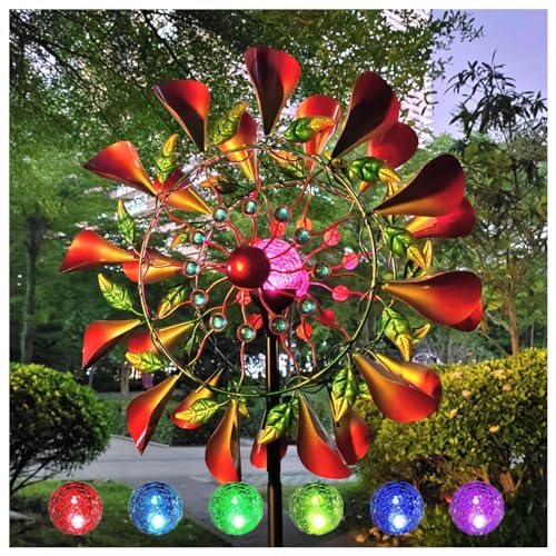 Solar Windrad Metall Groß 210cm für Den Garten, Außenbereich und Terrasse von VWPEYY