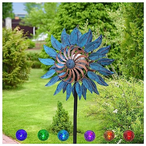 JUNZAI Solar WindräDer, 213 cm Windrad Garten XXL, mit solarbetriebene Glaskugel Metall WindmüHle, FüR Den AußEnbereich,Terrasse JUNZAI Solar WindräDer, 213 cm Windrad Garten XXL, mit solarbetriebene Glaskugel Metall WindmüHle, FüR Den AußEnbereich,Terrasse von JUNZAI
