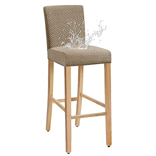 JUNZHE Barhocker-Bezüge, dehnbarer, Abnehmbarer, waschbarer Stuhlbezug für Kurze drehbare Esszimmerstuhl-Rückenlehne Stuhl Barhocker Stuhlhussen (Sand,2er-Set) von JUNZHE