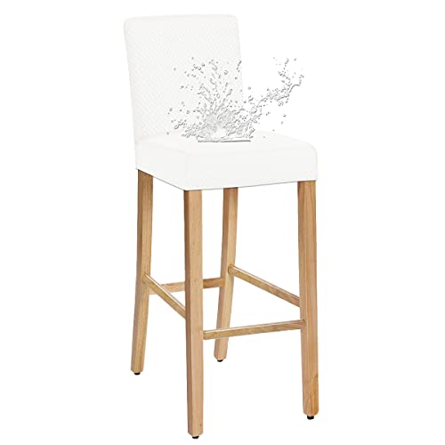 JUNZHE Barhocker-Bezüge, dehnbarer, Abnehmbarer, waschbarer Stuhlbezug für Kurze drehbare Esszimmerstuhl-Rückenlehne Stuhl Barhocker Stuhlhussen (Weiß,1er-Set) von JUNZHE