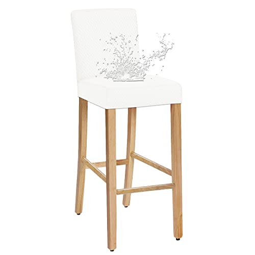 JUNZHE Barhocker-Bezüge, dehnbarer, Abnehmbarer, waschbarer Stuhlbezug für Kurze drehbare Esszimmerstuhl-Rückenlehne Stuhl Barhocker Stuhlhussen (Weiß,2er-Set) von JUNZHE