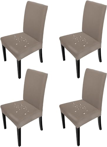 JUNZHE Set von 2/4/6/8 Wasserdichten Stuhl Slipcovers, Esszimmer Stuhlhussen, Forros para Sillas, Esszimmer Stuhlhussen (Sand,4Stück) von JUNZHE