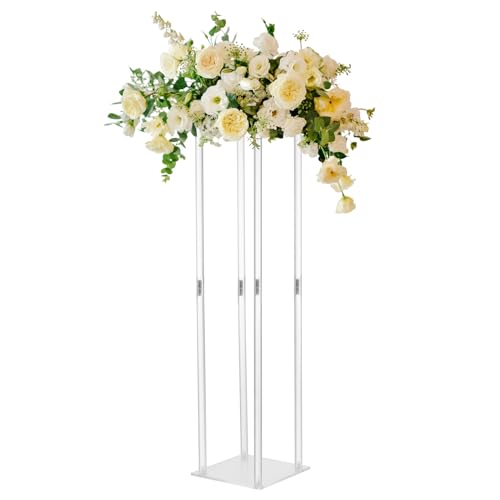 1 X Transparenter Säulen-Blumenvasenständer aus Acryl, Hochzeits-Mittelstücke, Acryl-Vasen, Acryl-Vasen, Hochzeits-Mittelstücke für Tische, Acryl-Blumenständer für Hochzeitsfeier,(20*20*80CM) von JUOPZKENN