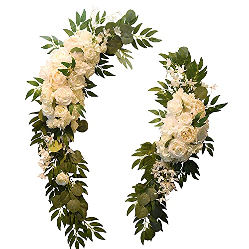 JUOPZKENN Künstlicher Blumenbogen, 2er-Set, Große Künstliche Eckblume für Hochzeiten, Künstlicher Hochzeitsbogen, Blumenarrangements für Zeremonie, Hintergrund, Empfang, Tischdekoration(Weiß) von JUOPZKENN