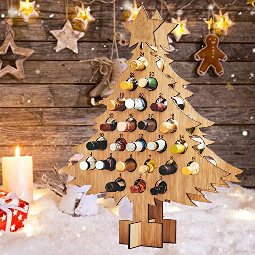 JUOPZKENN Weihnachten Adventskalender Holz Weihnachtsbaum Flaschenhalter Rack Countdown Weinflaschenregal Weihnachtsdekorationen Geschenk(#4) von JUOPZKENN