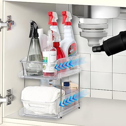 JUPELI Küchen Organizer Kühlschrank Organizer, Herausziehen Küchenschrank Organizer Unter Waschbecken Regal, Gewürzregal Spülschrank Badezimmer Organizer für Vorratsdosen Gewürzre (1 Stück) von JUPELI