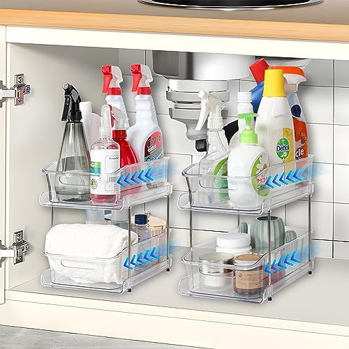 JUPELI Kühlschrank Organizer, Herausziehen Küchen Organizer Küchenschrank Organizer Unter Waschbecken Regal, Gewürzregal Spülschrank Badezimmer Organizer für Vorratsdosen Gewürzre (2 Stück) von JUPELI