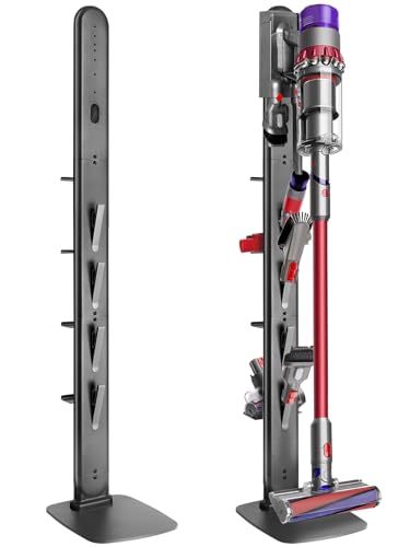 Ständer kompatibel mit Dyson G5 V15 V12 V11 V10 V8 V7 V6,Metall Halterung mit 4 Haken & 4 Regale für Staubsauger Zubehör, Kein Bohren, Stabile Halterung, Bodenständer,Verstecktes Schnur Design Ständer kompatibel mit Dyson G5 V15 V12 V11 V10 V8 V7 V6,Metall Halterung mit 4 Haken & 4 Regale für Staubsauger Zubehör, Kein Bohren, Stabile Halterung, Bodenständer,Verstecktes Schnur Design von JUPELI