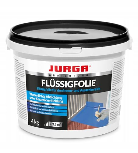 JURGA Flüssigfolie 4kg (ca.3.3m²) Bad & Dusche - Dichtfolie Außenbereich & Innen Abdichtung Badezimmern Lösemittelfrei von JURGA