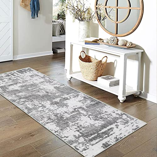 JURLEA Flurläufer Rutschfester Teppichläufer für Flure Küche & Wohnzimmer waschbar leicht Langer Läufer (Creme/Grau, 80 x 250 cm) von JURLEA