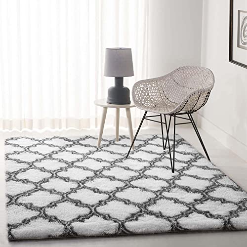 JURLEA Teppiche weicher Innenbereich Design Bereich Teppiche Flauschiger Teppich für Wohnzimmer Glatte Fellteppiche rutschfest Kinderzimmer Teppich (Weiß, 185 x 185 cm) von JURLEA