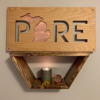 12 "x 24" Pure Michigan Laser-Cut Holz & Kupfer Zeichen von JUSAYIN