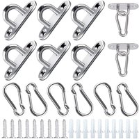 Jusch - 12 Stück Edelstahl Augplatte M5 Ankerplatte Karabiner Öse Edelstahl Deckenhaken mit Schrauben und Spreizrohr für Schaukelhaken Hängematten von JUSCH