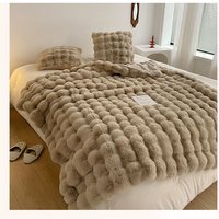 1PC leichte, luxuriöse Kunstkaninchenfell-Kurzflordecke für Sofa, weiche, warme Fleecedecke von JUSCH