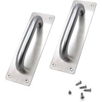 2er Set Schiebetürgriffe Edelstahl Türgriffe Schiebetüren Türgriffe mit Metallplatte (200 x 65 mm) von JUSCH